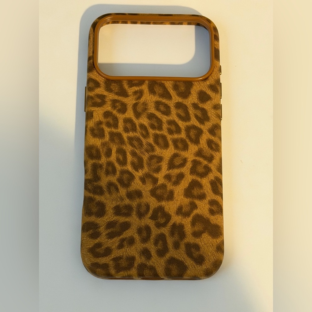 Leopard faux suede fabric high quality for iPhone 17 pro max. magsafe